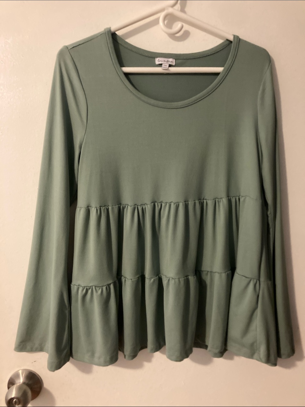 love, Fire Sage Green Long-Sleeve Tiered Women's Top